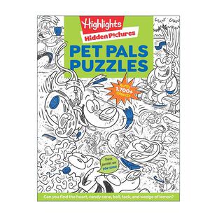 英文原版 Pet Pals Puzzles Highlights Hidden Pictures 宠物朋友谜题 寻找隐藏图片 亮点儿童益智游戏活动书 提高注意力 英文版