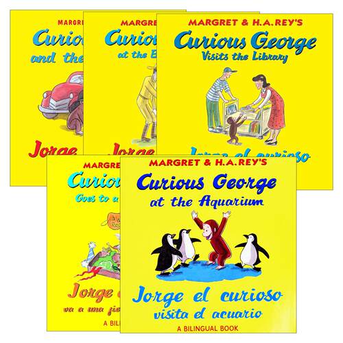 英文原版 Jorge el curioso/Curious George 乔治猴系列5册 西班牙语/英语 双语版 英文版 进口英语原版书籍