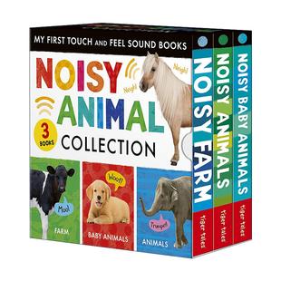 Set Tiger Noisy 吵闹 Boxed Tales 触摸书 动物系列三册纸板书盒装 英文版 动物宝宝 Book 农场 Animal 英文原版 套装