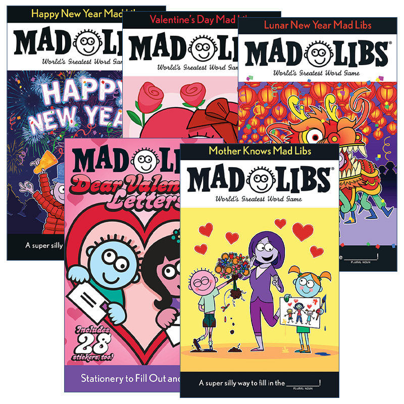 英文原版 Mad Libs-节日主题系列 5册 疯狂填词游戏 农历新年故事/母亲节主题/情人节/新年快乐/情人节的信 英文版 进口原版书籍