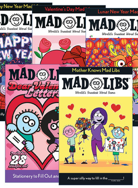英文原版 Mad Libs-节日主题系列 5册 疯狂填词游戏 农历新年故事/母亲节主题/情人节/新年快乐/情人节的信 英文版 进口原版书籍