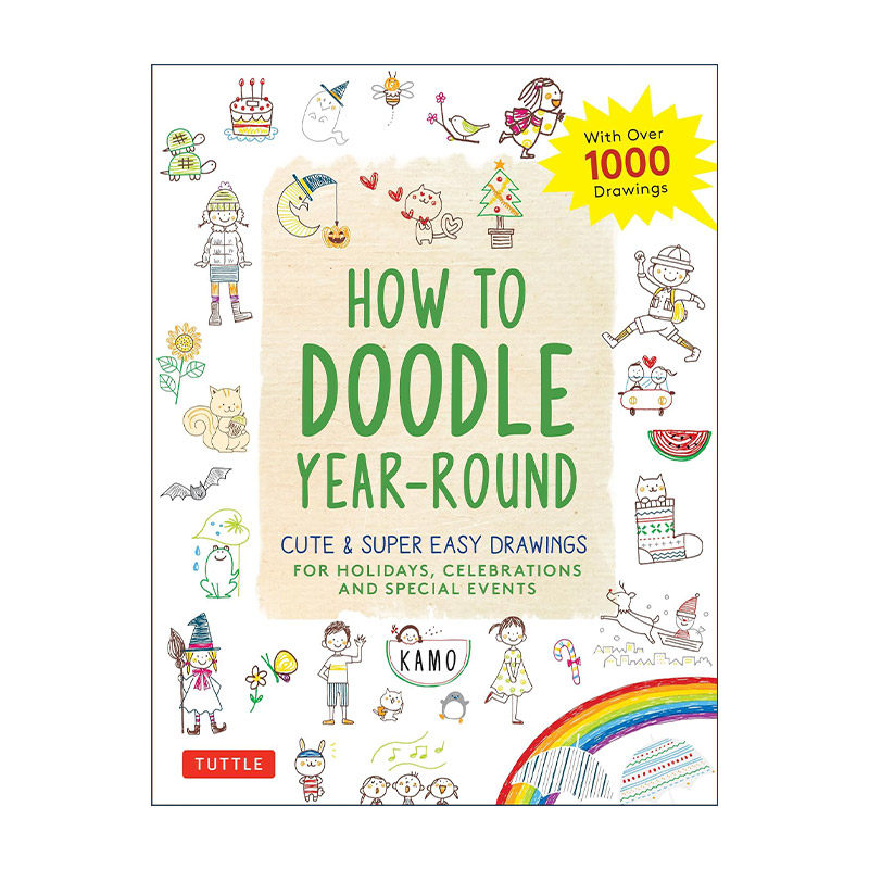 英文原版 How to Doodle Year-Round 如何全年涂鸦 特殊节日事件 庆祝活动 可爱卡通绘画指南 Kamo 英文版 进口英语原版书籍