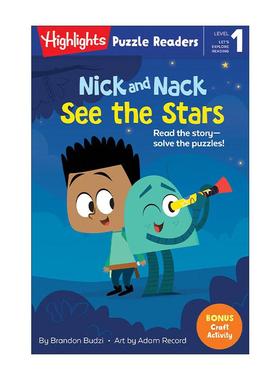 英文原版 Nick and Nack See the Stars Highlights Puzzle Readers Level 1 尼克与纳克系列 看星星 故事与益智谜题 儿童分级读物