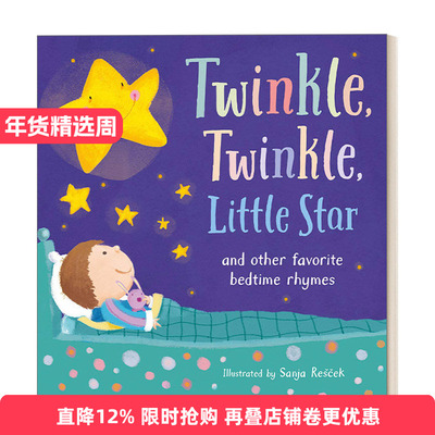 英文原版 Twinkle  Twinkle  Little Star 一闪一闪小星星 2-5岁儿童睡前哄睡童谣绘本 Sanja Rescek 英文版 进口英语原版书籍