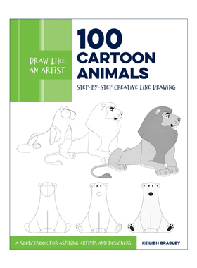 英文原版 Draw Like an Artist 100 Cartoon Animals 像艺术家一样画画 100个卡通动物 英文版 进口英语原版书籍