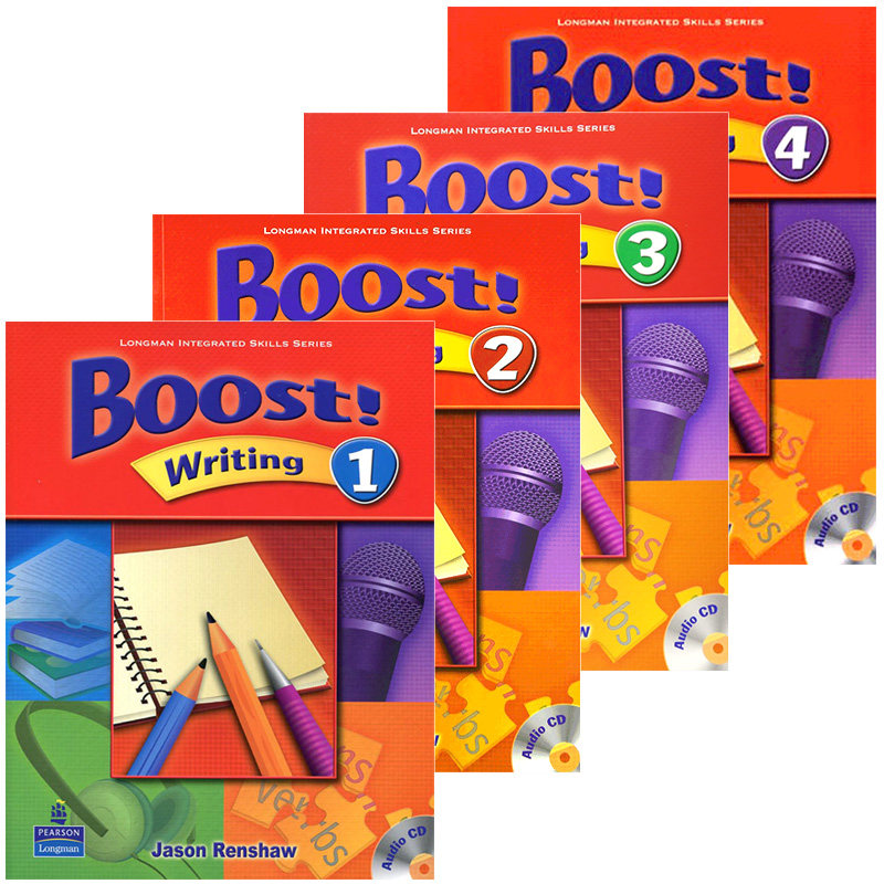 培生朗文中学英语教材 写作分级强化训练1-2-3-4级 英文原版 Boost Writing L1-L4 青少年写作练习技能培训 学生用书+CD