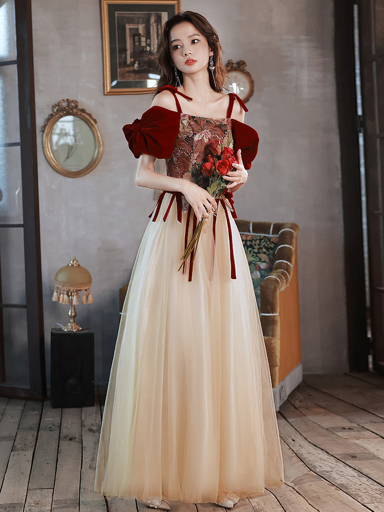 婚纱主持人女士礼服订婚连衣裙夏