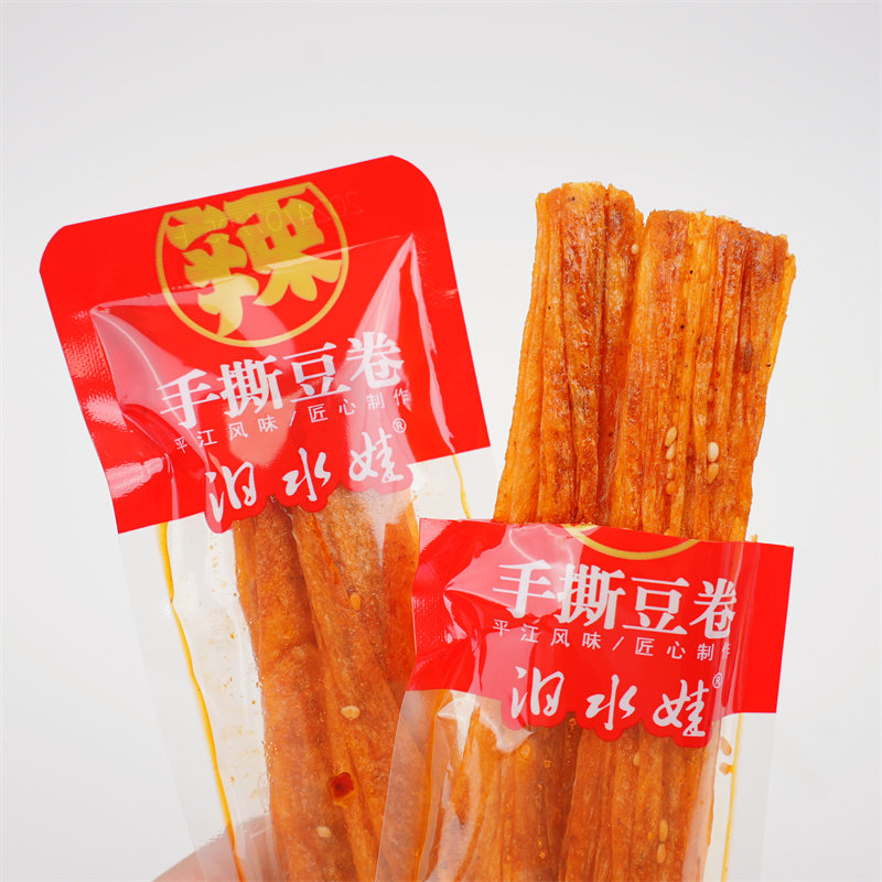 汩水娃手撕豆卷香辣味平江辣条辣片儿时怀旧面筋豆干网红小吃零食