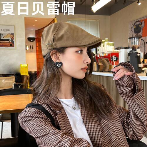 夏日日系复古贝雷帽反戴鸭舌帽