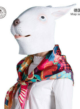 VIESCA桑蚕丝大方巾 斜纹绸 手绘德国童话 红色文化插画 送礼