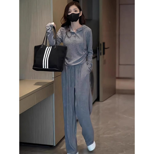 灰色休闲运动套装女春秋季时尚减龄穿搭一整套秋日巨好看的两件套
