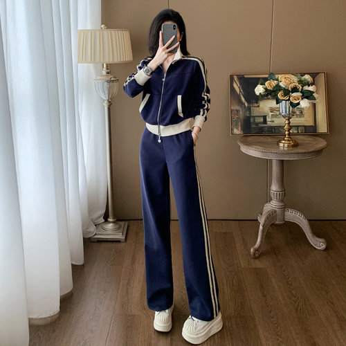 欧货高级感休闲套装女春秋季时尚减龄穿搭一整套立领外套两件套