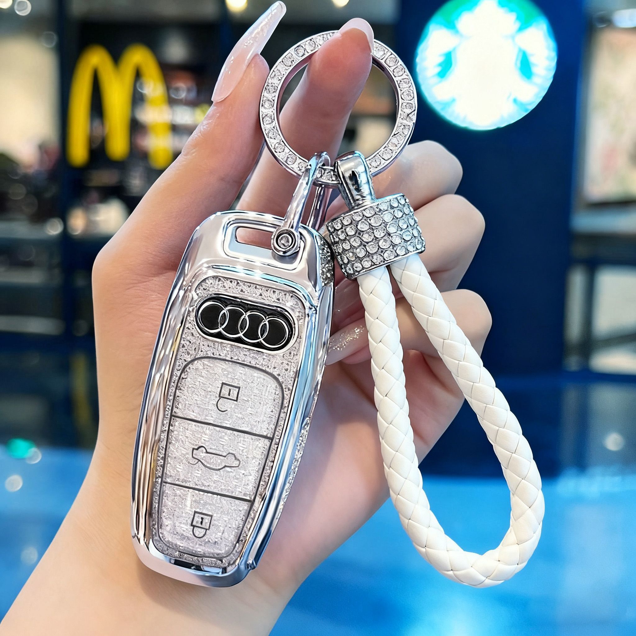 适用于奥迪A6L车钥匙套Q6/7/8高级感A7L/8/3/新款q4etron时尚壳扣