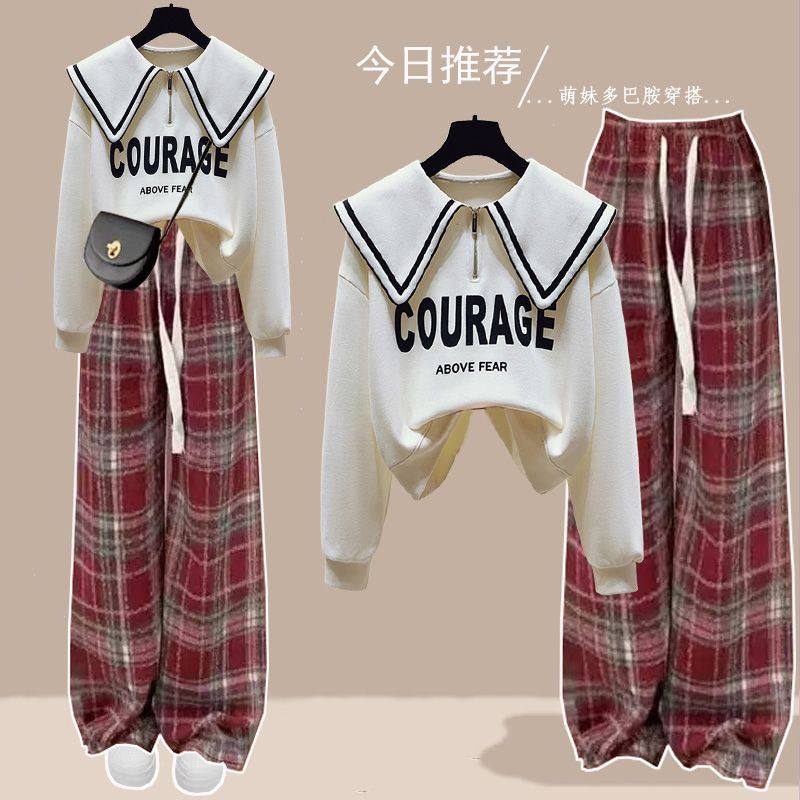 女童春秋套装2025新款大童娃娃领洋气百搭两件套女孩长袖卫衣秋装