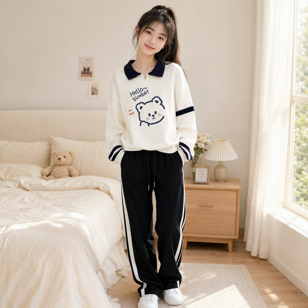 初中生秋冬卫衣套装2026新款学生少女洋气运动两件套女童加绒衣服