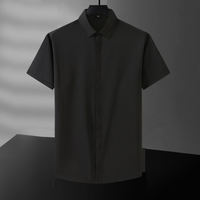 A large-sized white shirt, ice silk men's long-sleeved business formal wear with a slimming and oversized hidden button, thin, drape, no-iron short-sleeved shirt thumbnail 8