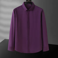 A large-sized white shirt, ice silk men's long-sleeved business formal wear with a slimming and oversized hidden button, thin, drape, no-iron short-sleeved shirt thumbnail 6