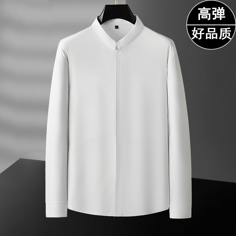 冰丝长袖大码男立领衬衫