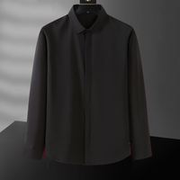 A large-sized white shirt, ice silk men's long-sleeved business formal wear with a slimming and oversized hidden button, thin, drape, no-iron short-sleeved shirt thumbnail 2