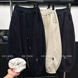 T 2025新款男女童加绒加厚裤子冬装儿童中大童运动裤XM001
