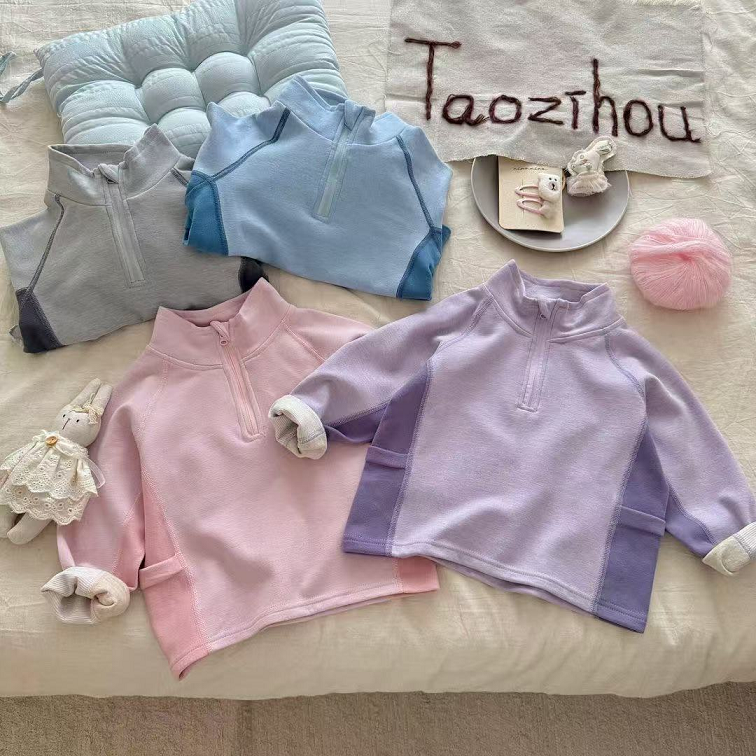 【桃子猴】25款男童女童蚕丝半拉链卫衣5297