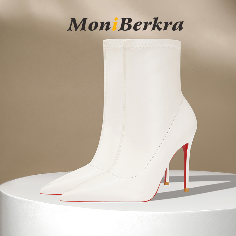 羊皮高跟红底弹力瘦瘦靴