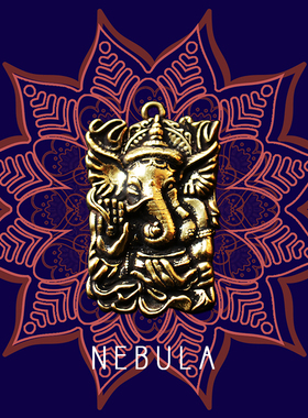 泰国象头神财神甘尼萨智慧命运之神GANESH象征吉祥成功黄铜牌挂件