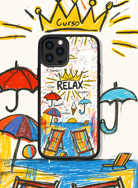 夏日海边派对适用于iphone16Pro MAX/15/14度假风放松涂鸦系苹果华为Mate60小米OPPO一加vivo手机壳