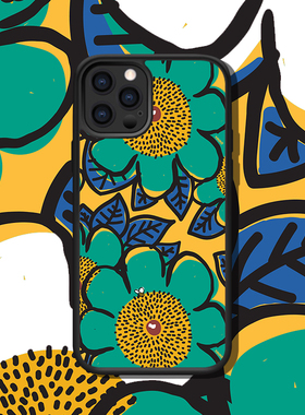 绿色花朵复古小众艺术适配iPhone15ProMAX/13/12/14苹果艺术华为Mate60Pro荣耀OPPO小米VIVO三星手机壳