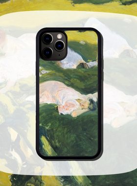 午睡绿色清新适配苹果11Pro MAX/12油画iPhone8/13文艺华为手机壳17Pro草地油画16青春版艺术