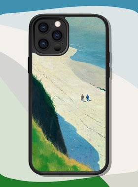 海边散步极简油画风适配iphone15Pro MAX/14/13Mini/12/11苹果华为Mate60小米OPPO一加vivo手机壳
