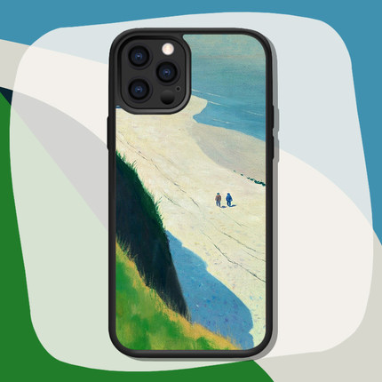 海边散步极简油画风适配iphone15Pro MAX/14/13Mini/12/11苹果华为Mate60小米OPPO一加vivo手机壳