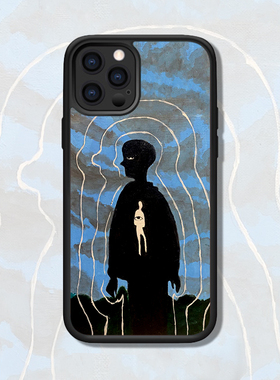 小众艺术生复古插画幻想家适配iphone13/14Pro MAX蓝色苹果手机壳