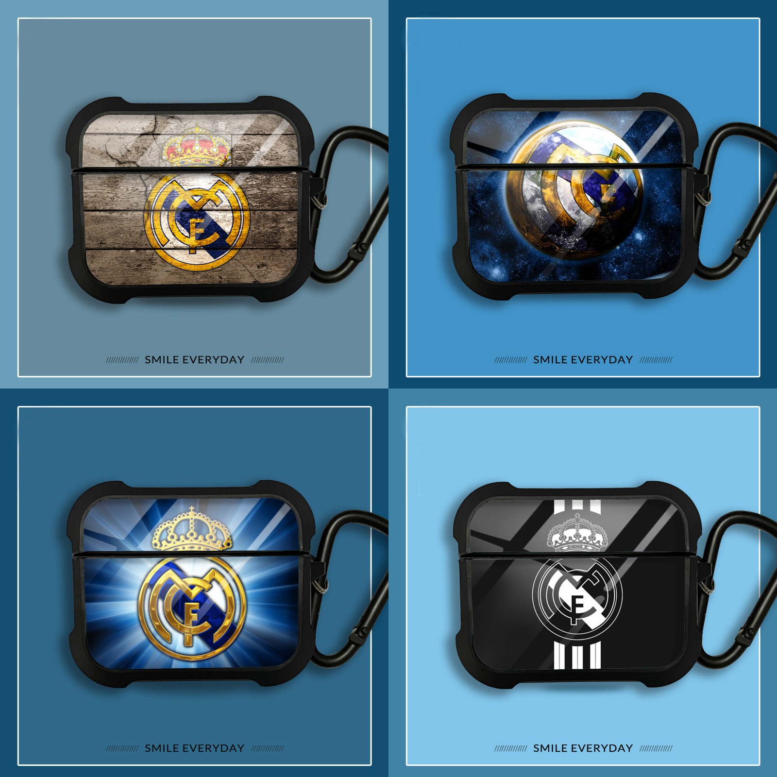 皇马欧冠足球来图定制女保护壳适用AirPods pro保护套苹果1/2/3/4/5代耳机airpods 3蓝牙耳机无线硅胶防摔,3C数码配件,耳机保护套,淘宝优惠券,粉丝福利购,淘宝优惠卷