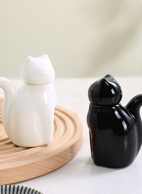 陶瓷猫咪迷你酱油瓶 醋瓶 可爱寿司店用