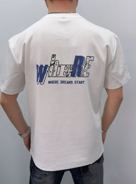 VMEN2026夏季新款短袖T恤男士青年圆领微宽休闲上衣潮流印花
