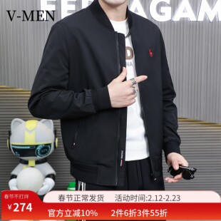 VMEN威曼春秋新款立领薄夹克外套男潮流个性百搭韩版棒球服外套