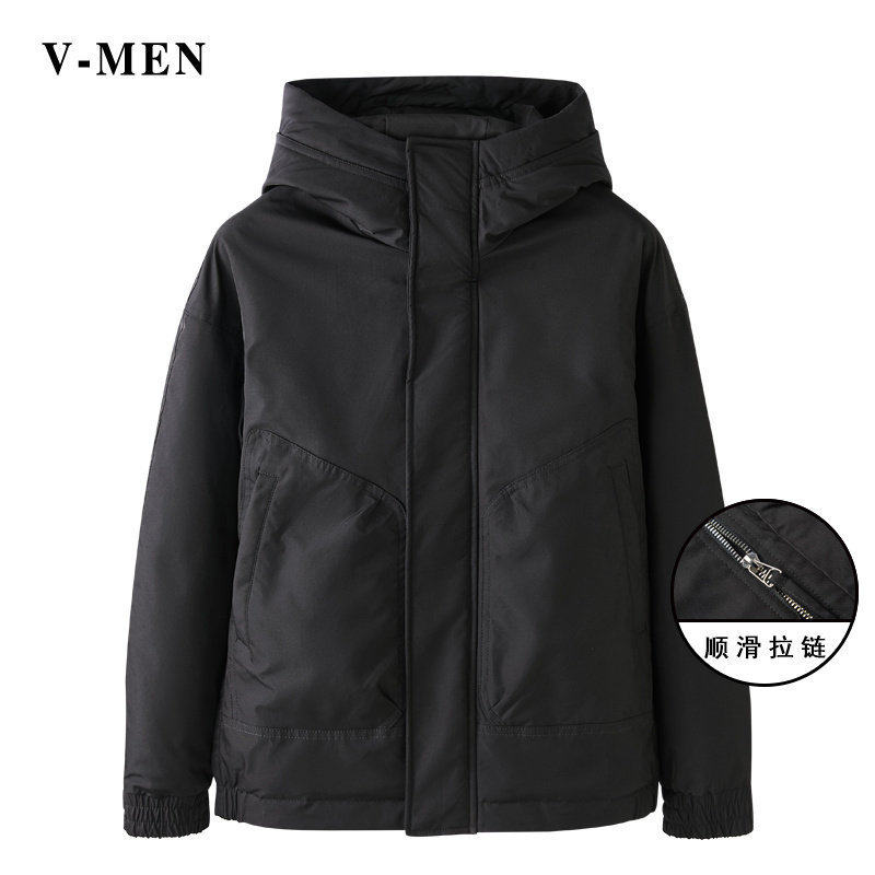 VMEN威曼冬装新款连帽羽绒服男士韩版时尚休闲保暖外套V021W188