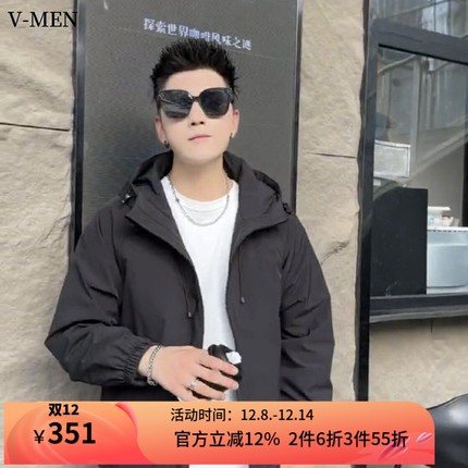 VMEN威曼24秋冬新款休闲二棉夹克男日常百搭潮流时尚舒适夹棉外套