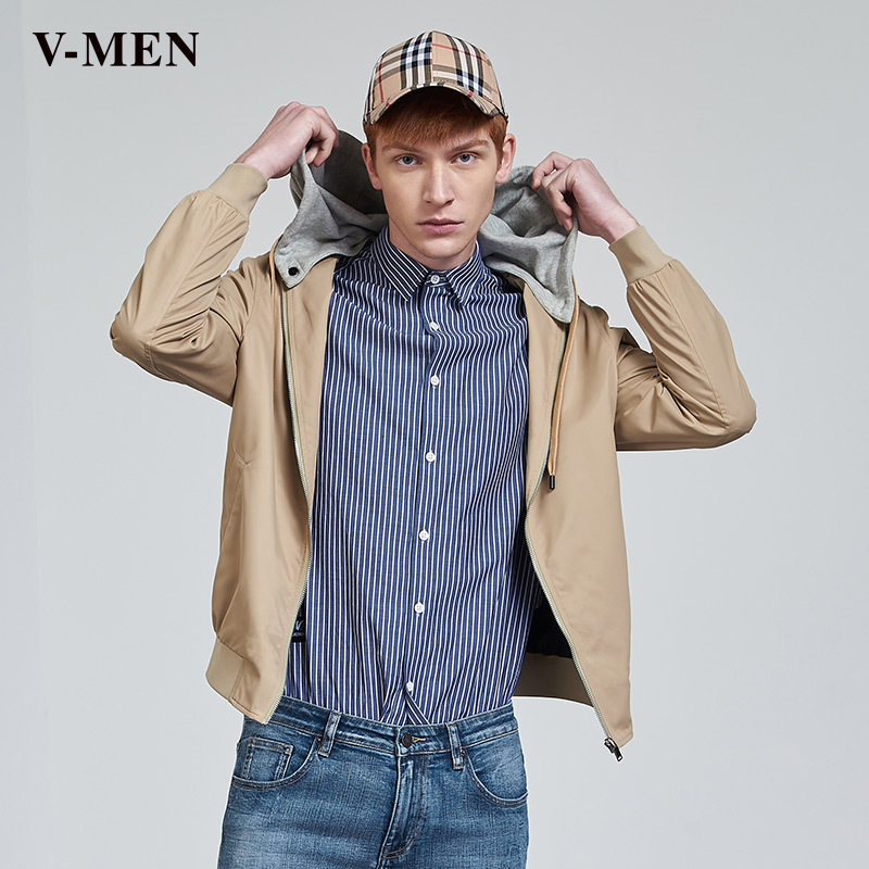 VMEN威曼春季男装轻薄韩版连帽时尚青年夹克外套短款911602747