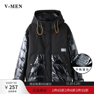 连帽羽绒服男士 设计休闲保暖外套V2088M2171 个性 新款 VMEN威曼冬装