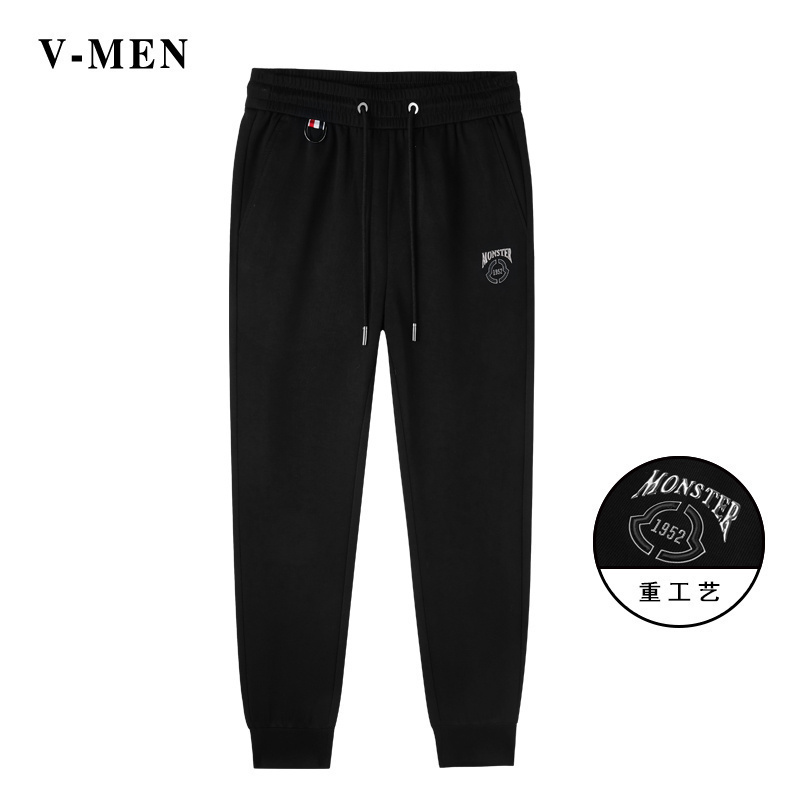 威曼长裤束脚裤潮流刺绣休闲裤