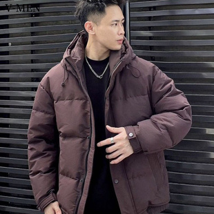 VMEN威曼24冬季新款连帽纯色90羽绒服外套男士潮牌百搭休闲面包服