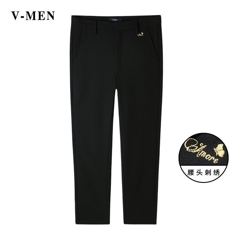 vmen威曼官方黑色九分时装裤