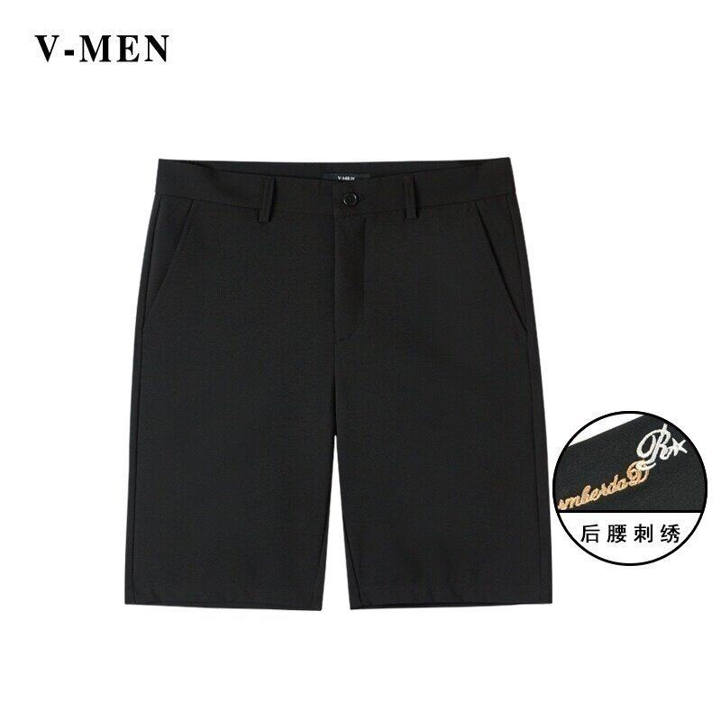 VMEN威曼男装新款韩版青春个性刺绣修身百搭男短裤五分裤V022D806