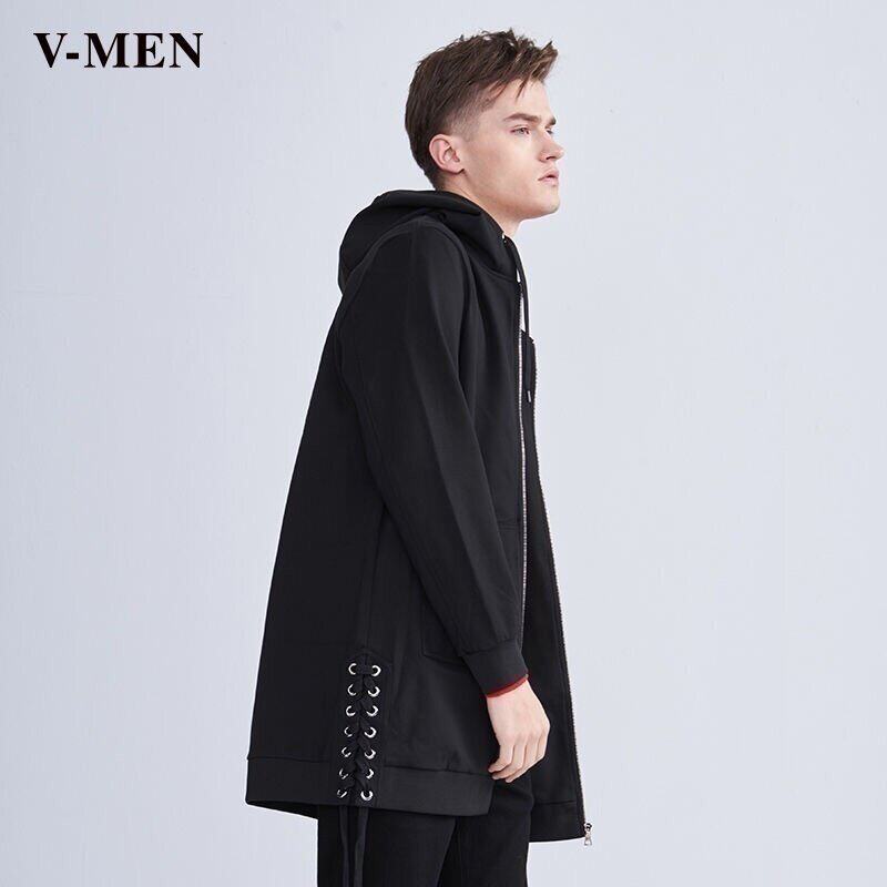 vmen威曼中长款连帽卫衣开衫