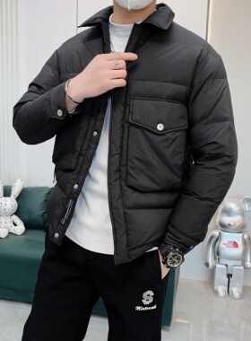 VMEN威曼冬季白鸭绒羽绒服男翻领保暖休闲轻薄短款外套男V022W652