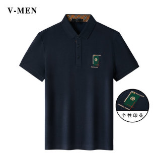 VMEN威曼新款短袖POLO衫男藏青色刺绣修身休闲保罗上衣V024P951