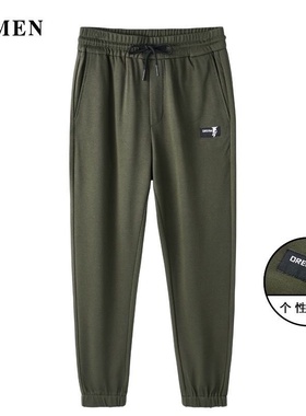 VMEN威曼新款小脚针织休闲裤潮流男军绿色束脚休闲长裤子V021K159