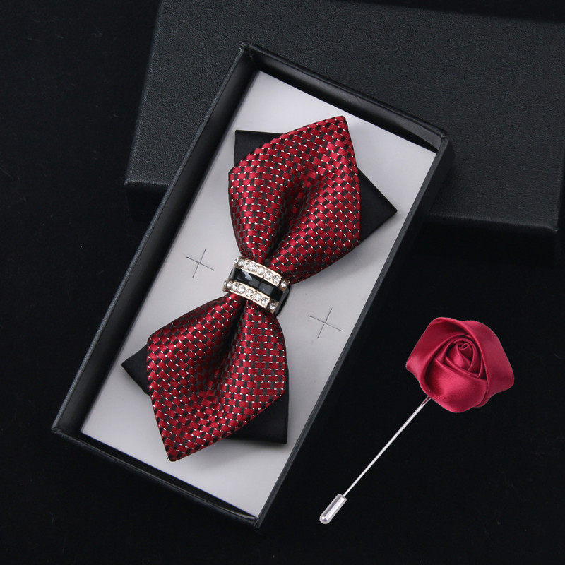 bow tie韩版领结男女士新郎伴郎正装结婚礼英伦酒红色钻蝴蝶领结